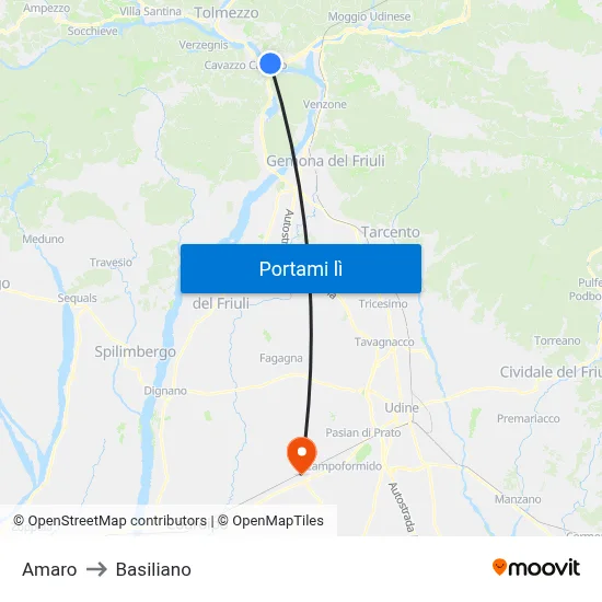 Amaro to Basiliano map