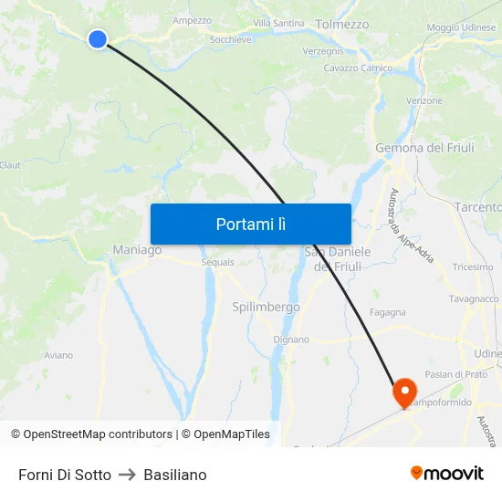 Forni Di Sotto to Basiliano map