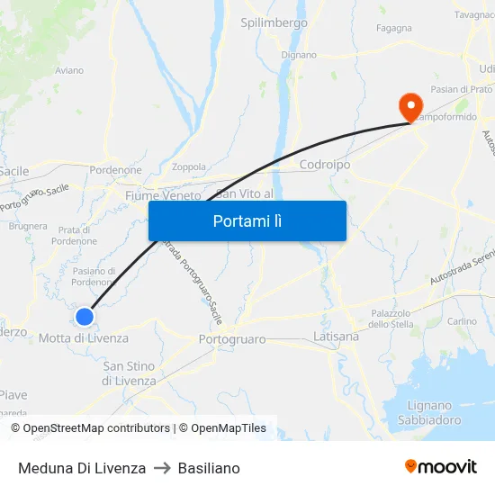 Meduna Di Livenza to Basiliano map