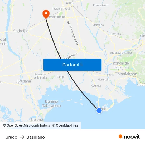 Grado to Basiliano map