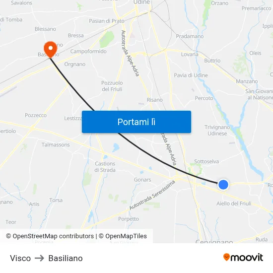 Visco to Basiliano map