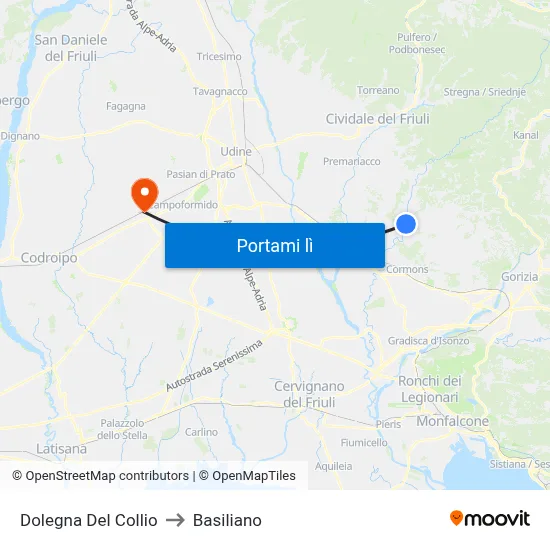 Dolegna Del Collio to Basiliano map