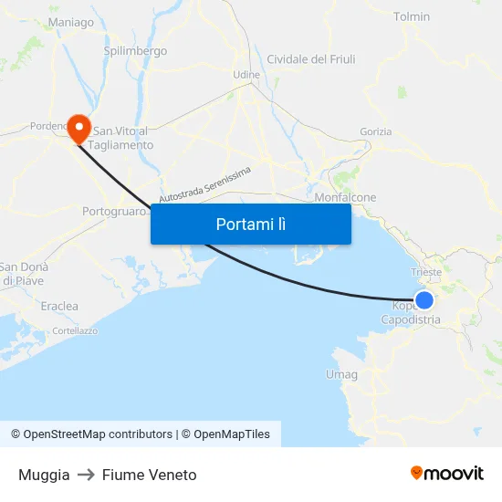 Muggia to Fiume Veneto map