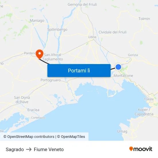 Sagrado to Fiume Veneto map