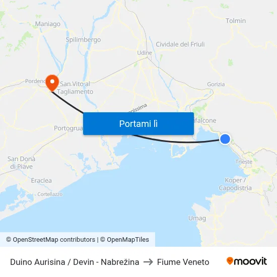 Duino Aurisina / Devin - Nabrežina to Fiume Veneto map
