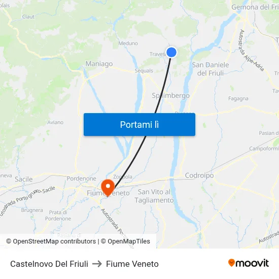 Castelnovo Del Friuli to Fiume Veneto map