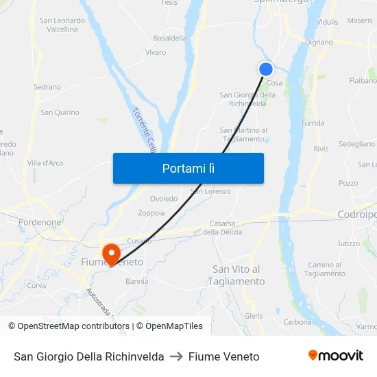 San Giorgio Della Richinvelda to Fiume Veneto map