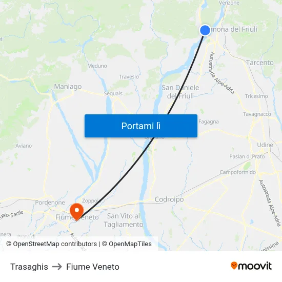 Trasaghis to Fiume Veneto map