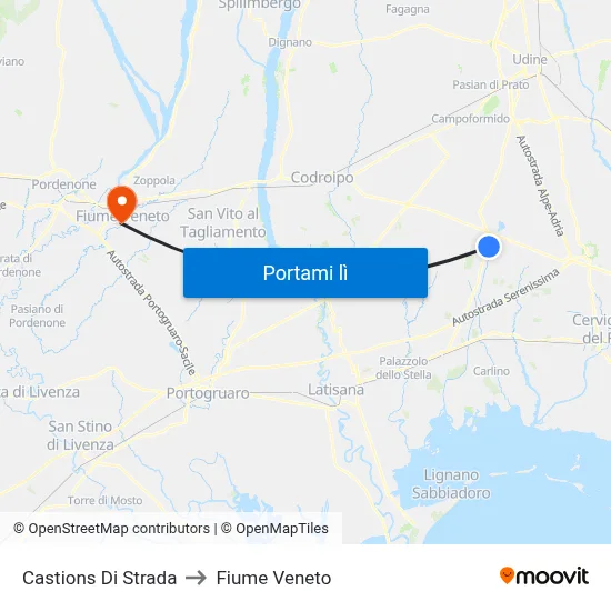 Castions Di Strada to Fiume Veneto map