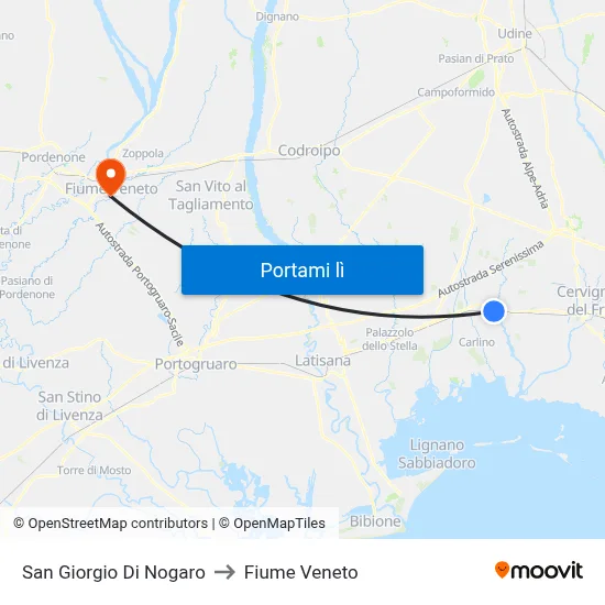 San Giorgio Di Nogaro to Fiume Veneto map
