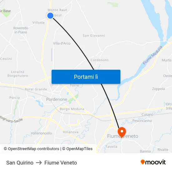 San Quirino to Fiume Veneto map