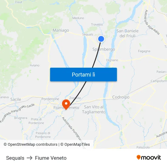 Sequals to Fiume Veneto map