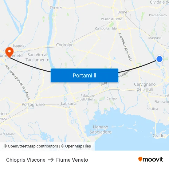 Chiopris-Viscone to Fiume Veneto map