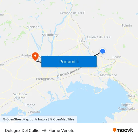 Dolegna Del Collio to Fiume Veneto map