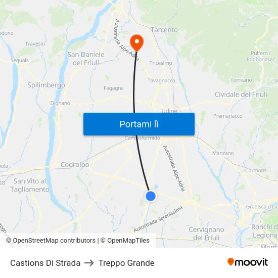 Castions Di Strada to Treppo Grande map