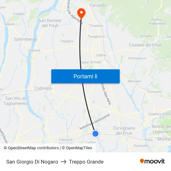 San Giorgio Di Nogaro to Treppo Grande map