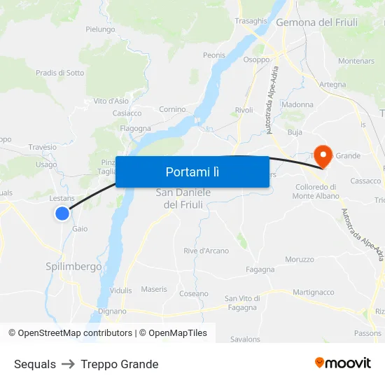 Sequals to Treppo Grande map