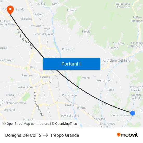 Dolegna Del Collio to Treppo Grande map