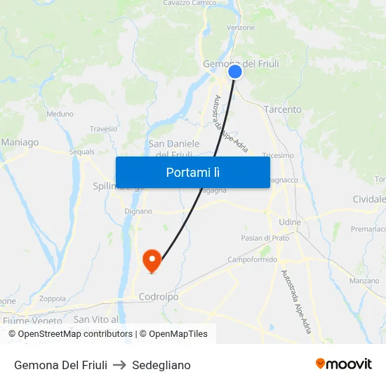 Gemona Del Friuli to Sedegliano map