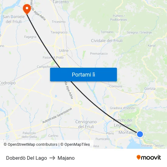Doberdò Del Lago to Majano map