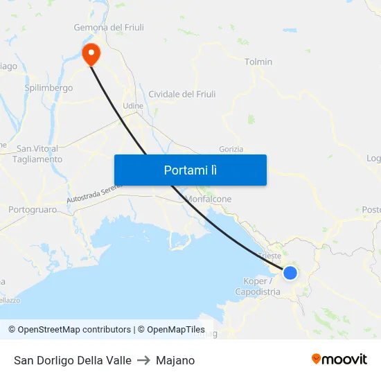 San Dorligo Della Valle to Majano map