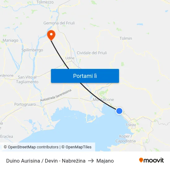 Duino Aurisina / Devin - Nabrežina to Majano map