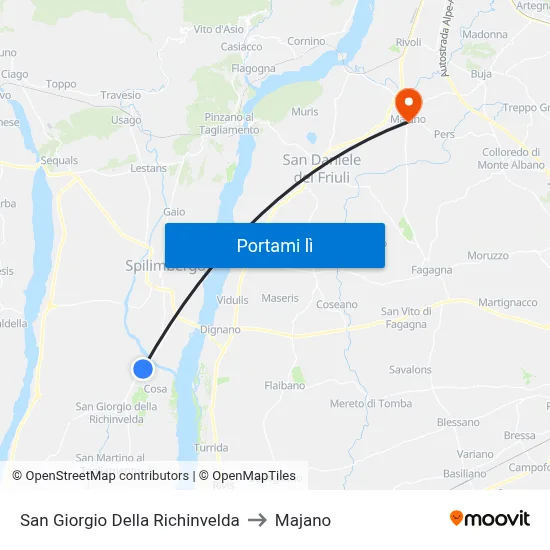 San Giorgio Della Richinvelda to Majano map