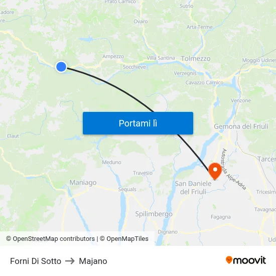 Forni Di Sotto to Majano map