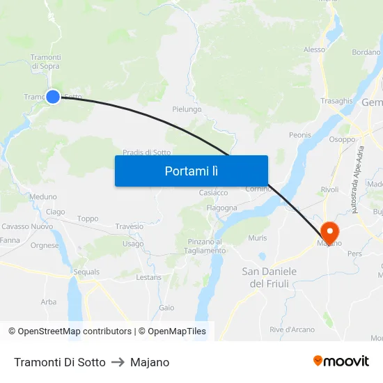 Tramonti Di Sotto to Majano map