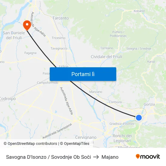 Savogna D'Isonzo / Sovodnje Ob Soči to Majano map