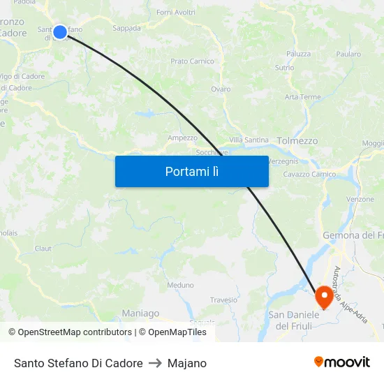 Santo Stefano Di Cadore to Majano map