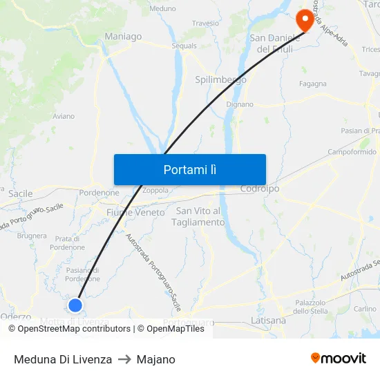 Meduna Di Livenza to Majano map