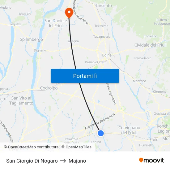 San Giorgio Di Nogaro to Majano map