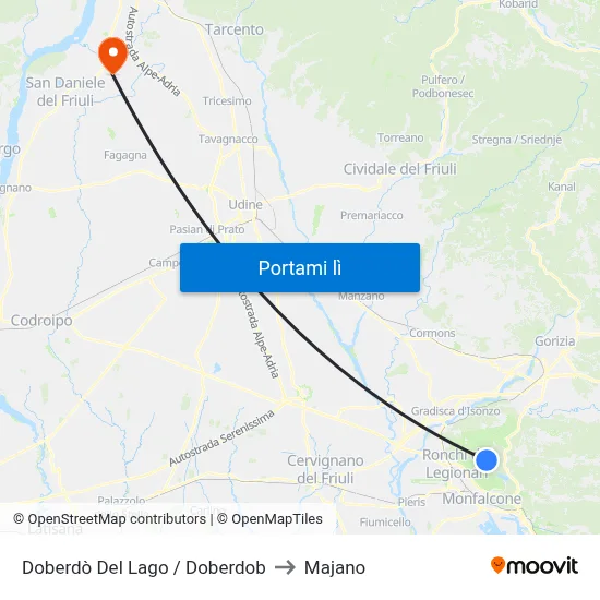 Doberdò Del Lago / Doberdob to Majano map