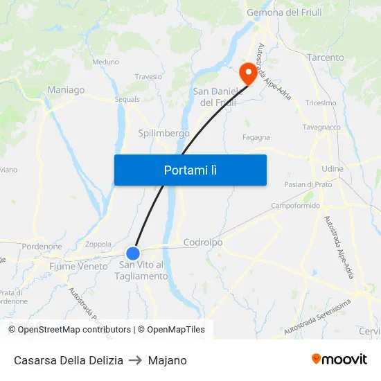 Casarsa Della Delizia to Majano map