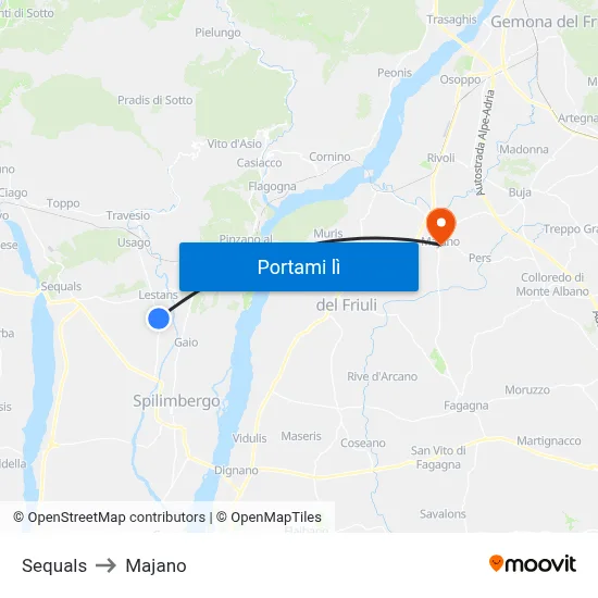 Sequals to Majano map