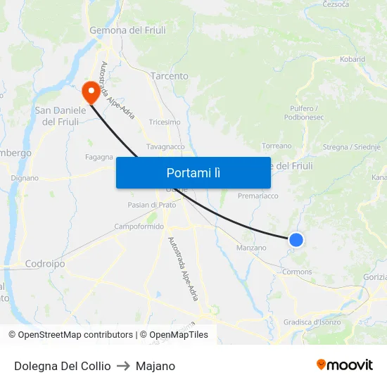 Dolegna Del Collio to Majano map