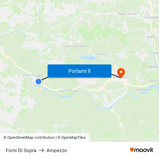 Forni Di Sopra to Ampezzo map