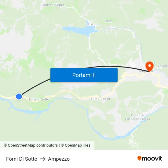 Forni Di Sotto to Ampezzo map