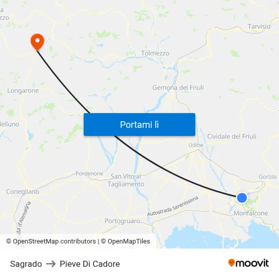 Sagrado to Pieve Di Cadore map