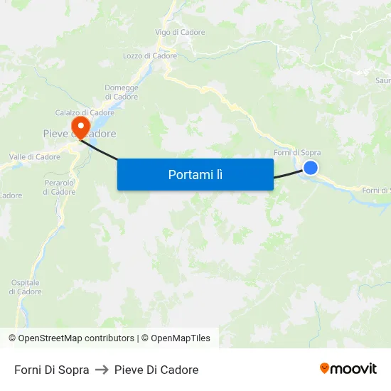 Forni Di Sopra to Pieve Di Cadore map