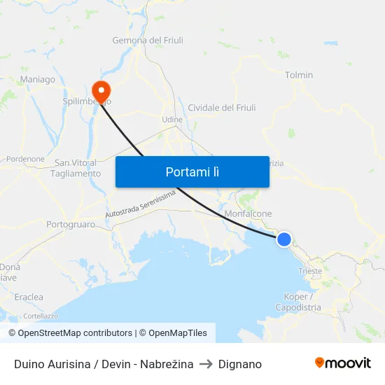 Duino Aurisina / Devin - Nabrežina to Dignano map