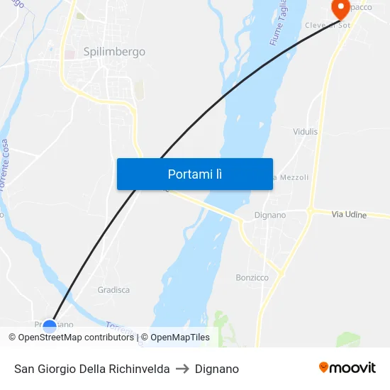San Giorgio Della Richinvelda to Dignano map