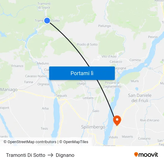 Tramonti Di Sotto to Dignano map