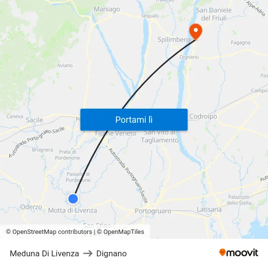Meduna Di Livenza to Dignano map