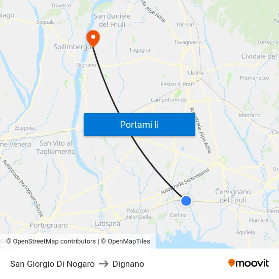 San Giorgio Di Nogaro to Dignano map