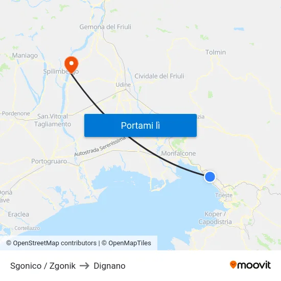 Sgonico / Zgonik to Dignano map