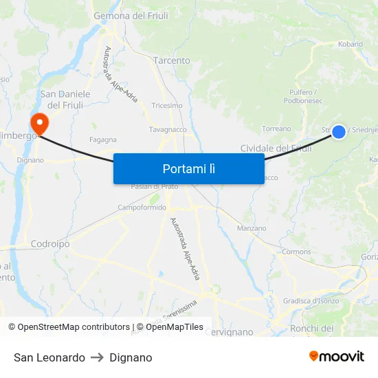 San Leonardo to Dignano map