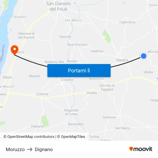 Moruzzo to Dignano map