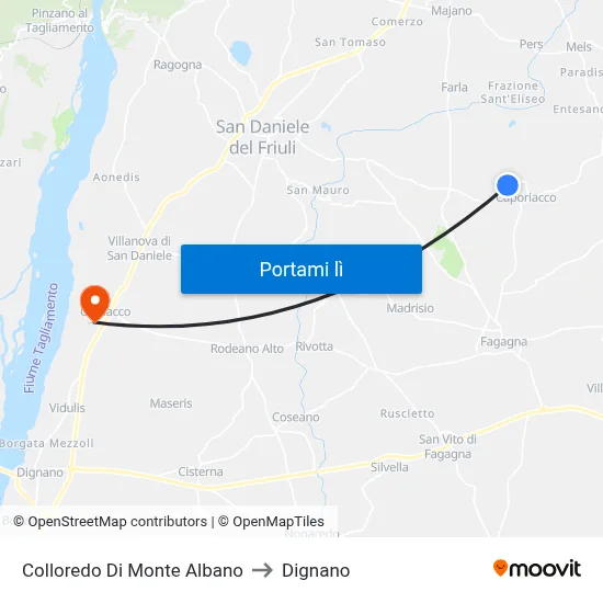 Colloredo Di Monte Albano to Dignano map